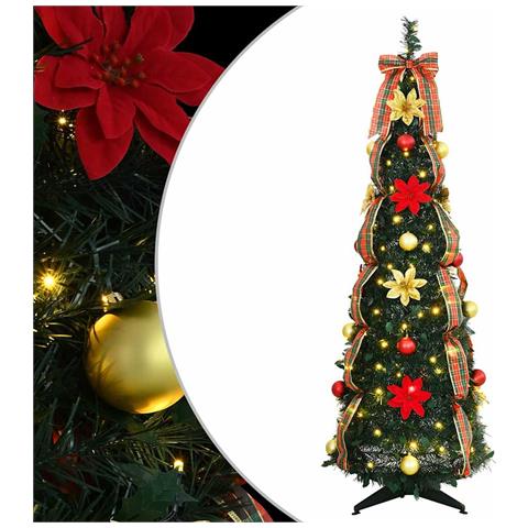 Albero di Natale artificiale con 100 LED Verde 150 cm PVC - Foto 1
