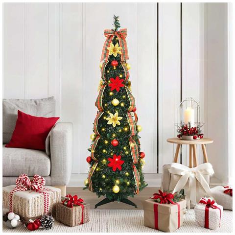 Albero di Natale artificiale con 100 LED Verde 150 cm PVC - Foto 2