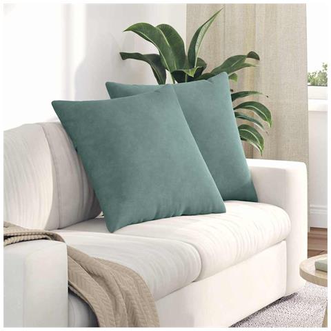 Cuscini da Divano 2 pcs Verde Mare 60 x 60 cm Tessuto in Cords - Foto 2