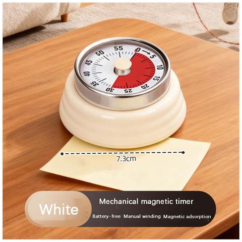 Timer Da Cucina Meccanico - Timer Magnetico Per Il Conto Alla Rovescia Per Cucinare E Cuocere White - Foto 2