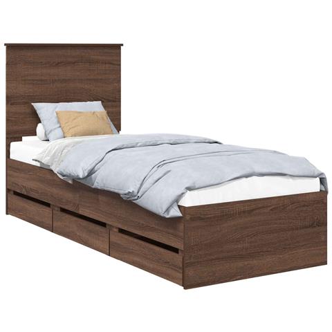 Struttura del letto con cassetto Rovere Marrone 75 x 190 cm - Foto 1