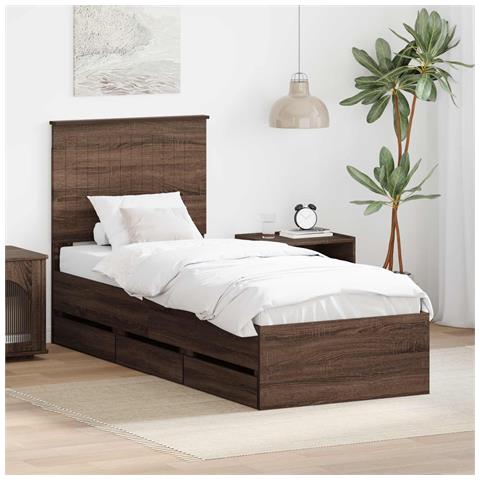 Struttura del letto con cassetto Rovere Marrone 75 x 190 cm - Foto 2