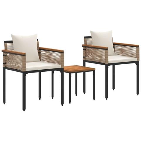 Set di Mobili da Esterno con cuscino 3 pcs Beige e Bianco Crema - Foto 1