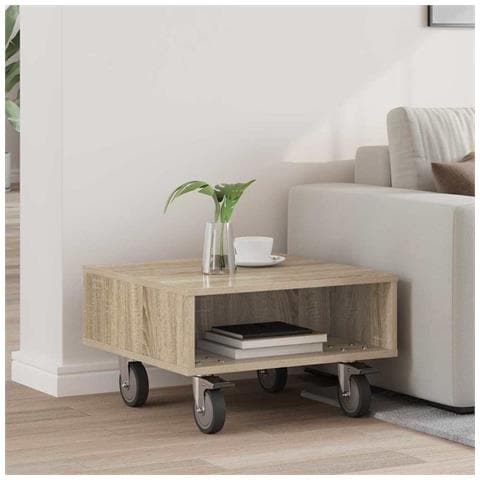 Tavolino con Ruote Rovere Sonoma 50,5 x 50 x 30 cm - Foto 2