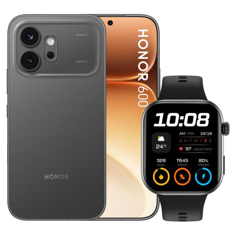 600 5G 256GB 8GB Ram Display 6.57" AMOLED Main Camera 200+12MP Selfie 50MP Dual nanoSim (+eSim) MagicOS 10 Snapdragon 7 Gen4 6400mAh Velvet Black + Choice Watch 2i Black (Kit) - Foto 1