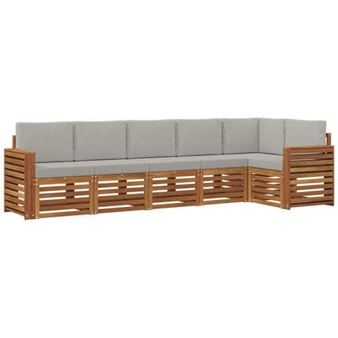 Set divani con cuscino 6 pcs Grigio Naturale e Chiaro - Foto 1