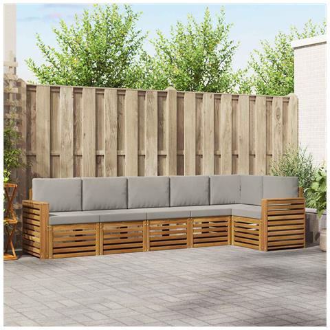 Set divani con cuscino 6 pcs Grigio Naturale e Chiaro - Foto 2