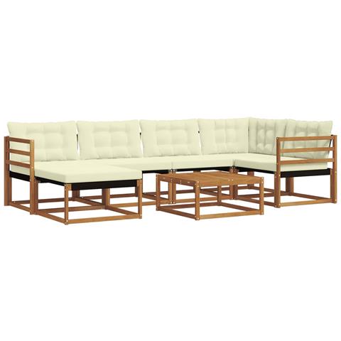 Set di divani da esterno con cuscino 19 pcs Naturale e Crema - Foto 1