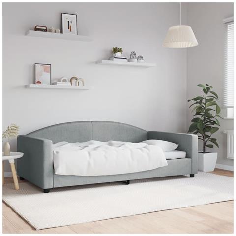 Letto da Giorno Grigio Chiaro 100x190 cm in Tessuto - Foto 2