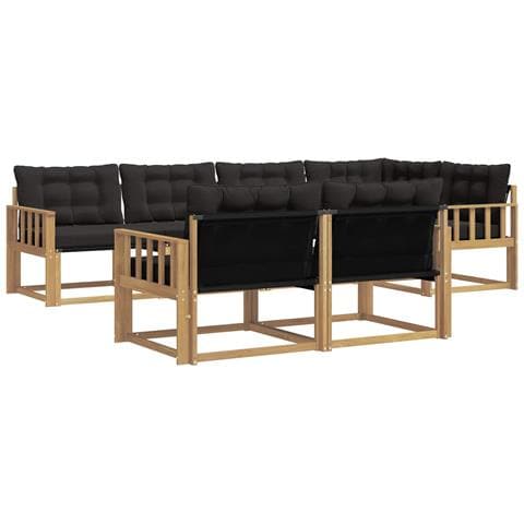 Set di divani da esterno con cuscino 7 pcs Bianco e Nero - Foto 1