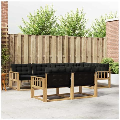 Set di divani da esterno con cuscino 7 pcs Bianco e Nero - Foto 2