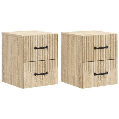Mobiletto da notte a muro 2 pcs Rovere Sonoma 34,5 x 33 x 40 cm - Foto 1