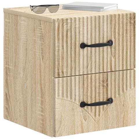 Mobiletto da notte a muro 2 pcs Rovere Sonoma 34,5 x 33 x 40 cm - Foto 2