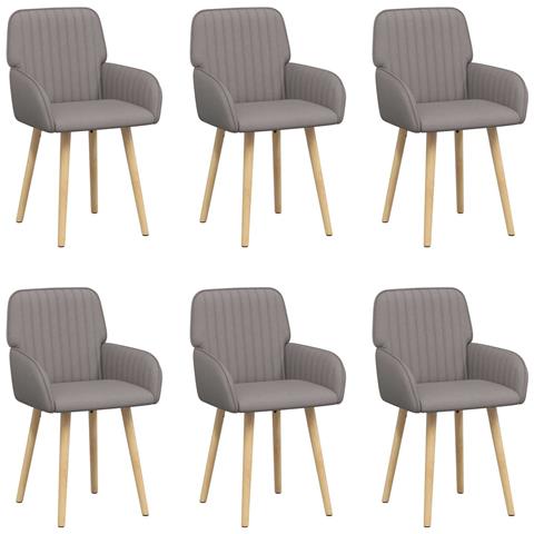 Sedie da pranzo 6 pcs Tessuto Tortora 56,5 x 50 x 87,5 cm - Foto 1