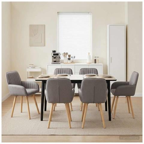 Sedie da pranzo 6 pcs Tessuto Tortora 56,5 x 50 x 87,5 cm - Foto 2