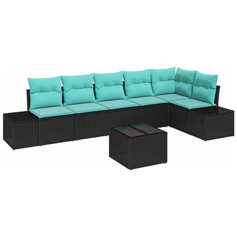 Set Divano da Giardino 7 pz Nero polyrattan - Foto 1
