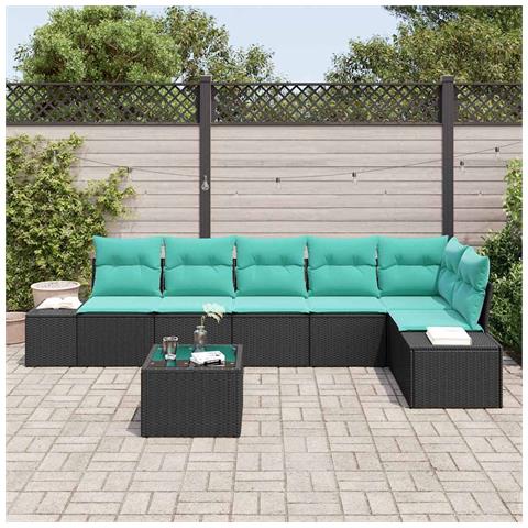 Set Divano da Giardino 7 pz Nero polyrattan - Foto 9