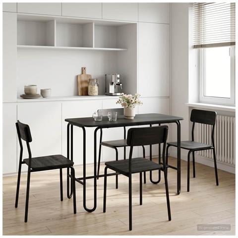 Tavolo da pranzo 100 x 50 x 75 cm Legno ingegnerizzato Nero - Foto 2
