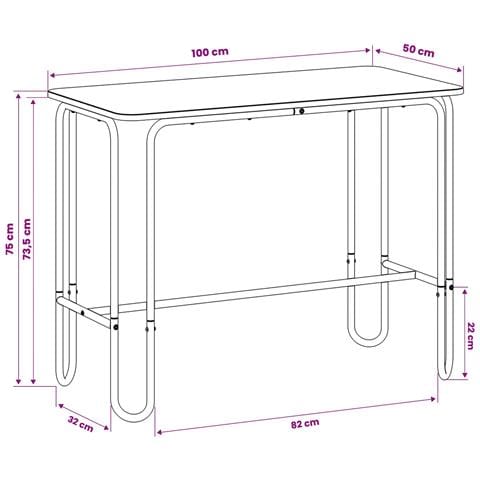Tavolo da pranzo 100 x 50 x 75 cm Legno ingegnerizzato Nero - Foto 7