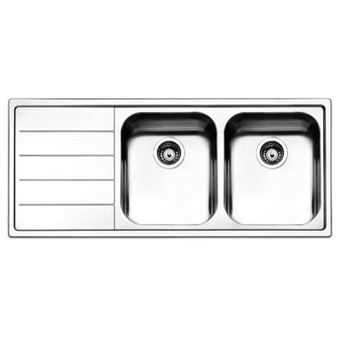 Serie Linear Lavello da Incasso 2 Vasche a Destra con Gocciolatoio Dimensione 116 x 50 cm Colore Inox - Foto 2