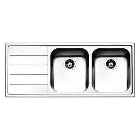 Serie Linear Lavello da Incasso 2 Vasche a Destra con Gocciolatoio Dimensione 116 x 50 cm Colore Inox - Foto 1