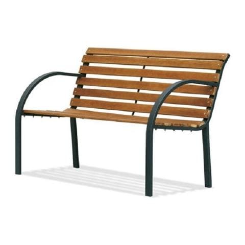 Panchina Acciaio E Legno, Stile Parco, 122x62xh. 80 Cm - Foto 2