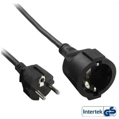 cavo prolunga alimentazione schu. ko. 10a / 250v, 2-poli e contatto di terra, spina cee-7/7 su presa cee-7/7, nero, 2m - Foto 1