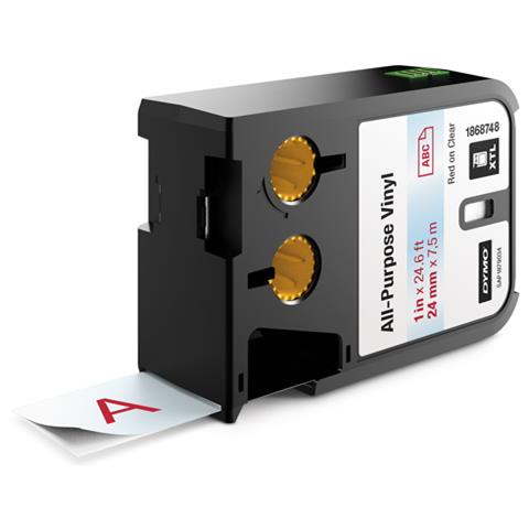 Nastro in Vinile Interni / Esterni per Etichettatrice Modello XTL Formato 24 mm x 7 m Rosso su Transparente - Foto 4