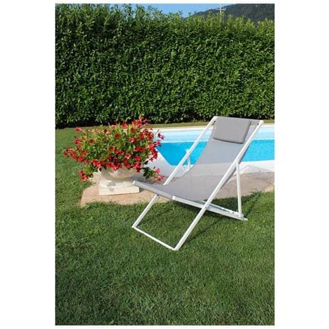 Sdraio In Alluminio Bianco E Textilene Da Esterno Giardino, Per Ristorante Agriturismo Albergo Hotel - Foto 1