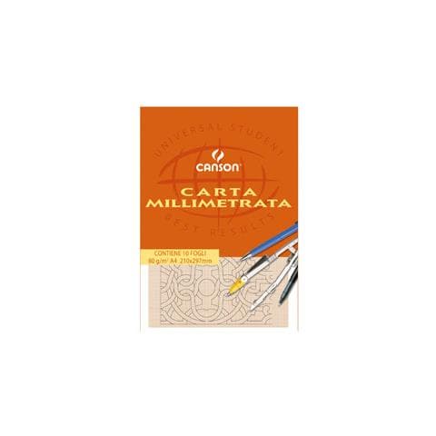 Blocco Carta Opaca Millimetrata 210x297mm 10fg 80gr Canson Conf. 25 - Foto 1