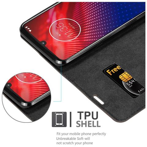 Custodia Compatibile Con Motorola Moto Z4 In Bruno Caffè - Coperchio Protettiva Con Chiusura Magnetica, Funzione Stand E Tasca Per Le Carte - Foto 2