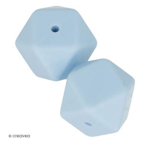 Perlina Di Silicone Esagonale X 2 - 17 Mm - Blu Pastello - Foto 1