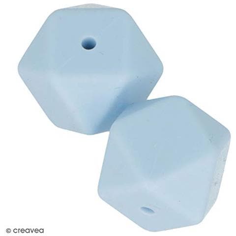 Perlina Di Silicone Esagonale X 2 - 17 Mm - Blu Pastello - Foto 2