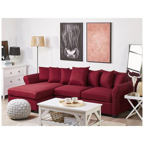 Divano Angolare Rivestito In Tessuto Bordeaux Versione Destra Vikna - Foto 16