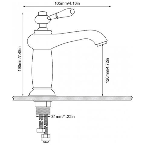 Rubinetto Miscelatore Per Lavabo Bagno Vintage Con Dettagli In Ceramica - Foto 1
