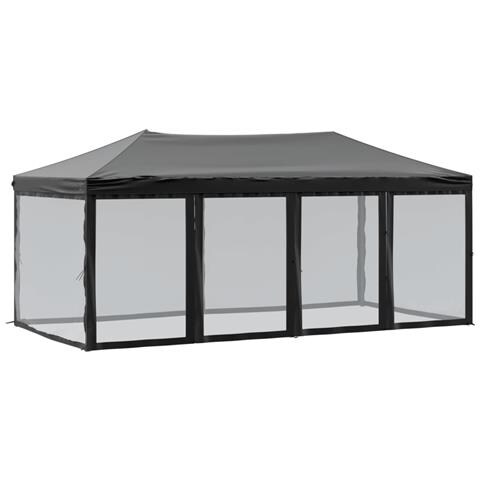 Tenda Per Feste Pieghevole Con Pareti Laterali Nero 3x6 M - Foto 1