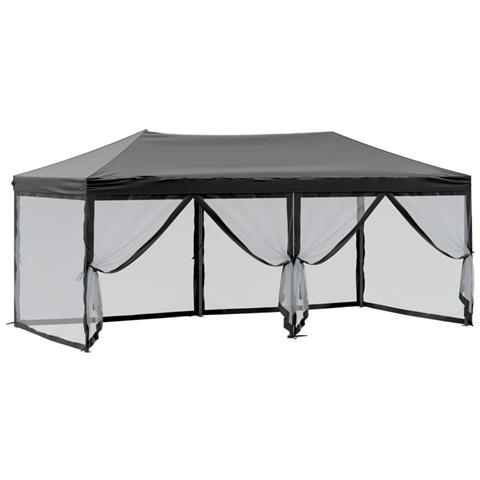 Tenda Per Feste Pieghevole Con Pareti Laterali Nero 3x6 M - Foto 10