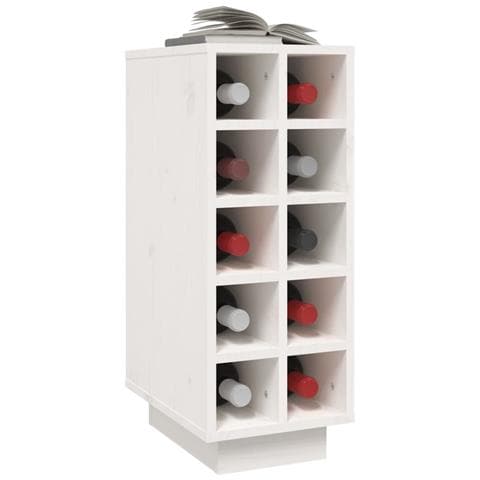 Portabottiglie Bianco 23x34x61 cm in Legno Massello di Pino - Foto 2