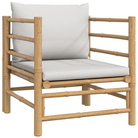 Set Salotto Da Giardino 12pz Con Cuscini Grigio Chiaro Bambù - Foto 10