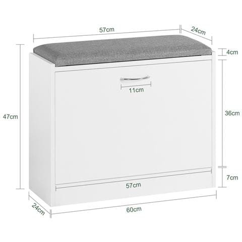 Scarpiera Panca Scarpiera Portascarpe Con Seduta Bianco Profondità24cm Fsr16-k-w - Foto 5