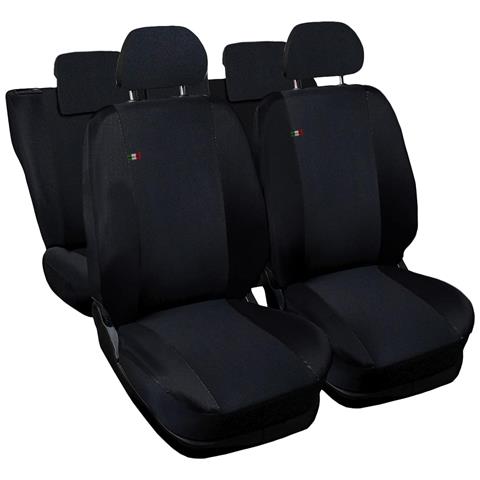 Coprisedili Auto Compatibili Per A3, Made In Italy, Set Di Copri Sedili Anteriori E Posteriori Con Copri Poggiatesta Incluso, Tessuto Poliestere, Colore - Nero \nero - Foto 1
