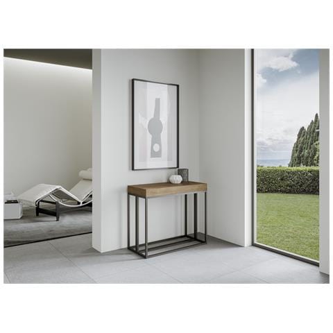 Consolle Allungabile 90x40/196 Cm Epoca Small Telaio Antracite - Noce - Foto 2