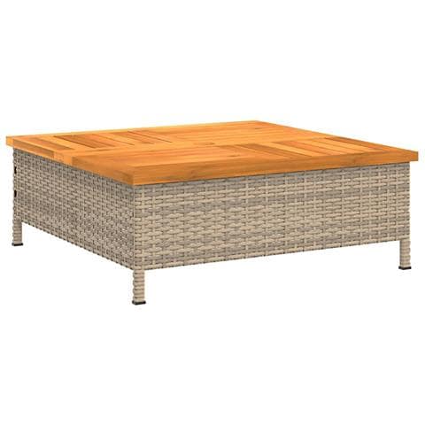 Copertura Base Ombrellone Beige 70x70x25 Cm Polyrattan E Acacia - Foto 2