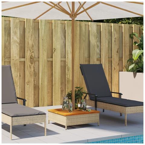 Copertura Base Ombrellone Beige 70x70x25 Cm Polyrattan E Acacia - Foto 3