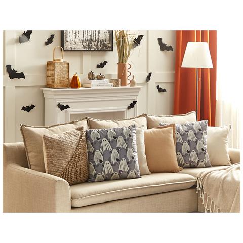 Cuscino Decorativo Fanate Velluto 45 X 45 Cm Astratto Grigio - Foto 1