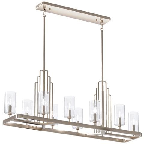 Lampadario Contemporaneo Kimrose Acciaio Nichel Lucido Vetro 10 Luci E14 - Foto 1