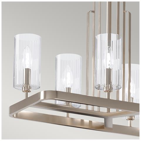 Lampadario Contemporaneo Kimrose Acciaio Nichel Lucido Vetro 10 Luci E14 - Foto 6