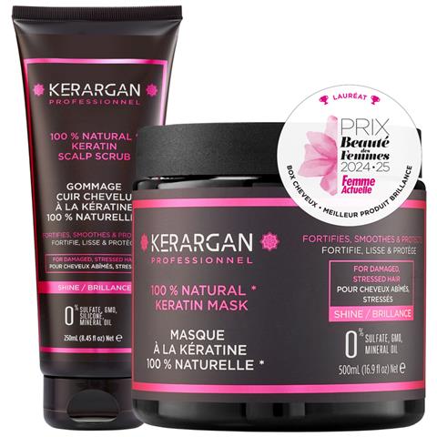 Duo Maschera E Scrub Capillare Alla Cheratina Per Capelli Danneggiati E Stressati - Nutre, Esfolia E Protegge - Senza Solfati, Ogm, Oli Minerali - 500ml + 250ml - Foto 1