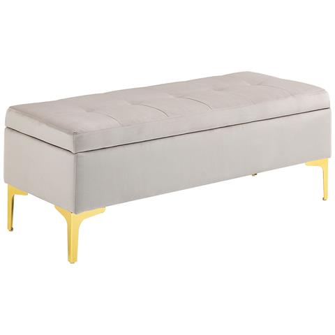 Panca Contenitore Fondo Letto Con Tessuto Vellutato E Gambe Dorate, 120x44x44.5cm, Grigio Chiaro - Foto 1