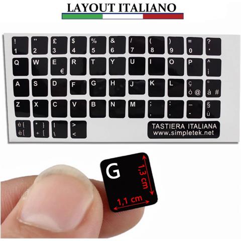 Stickers Adesivi Tastiera Notebook Per Trasformare Layout Italiano Nero Lucido - Foto 1